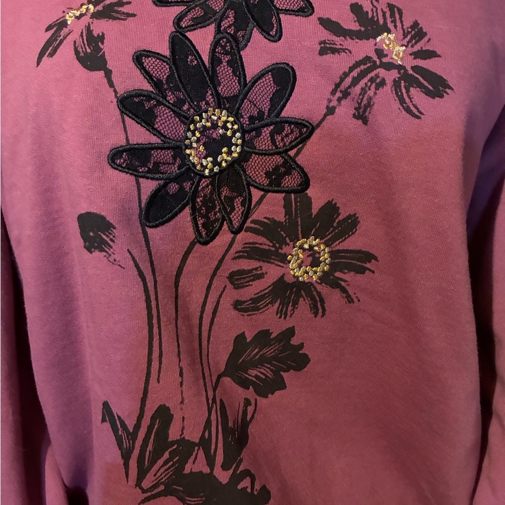 Floral Print Crew Neck Sweatshirt NWOT Medium M - Picture 3 of 7